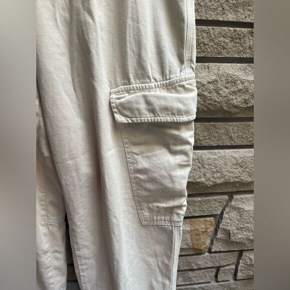 Free People First Light Utility Cargo Pant ALMOND MILK cream wide leg size 12 - Picture 6 of 15